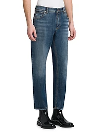 Logo-Embroidered Cropped Jeans