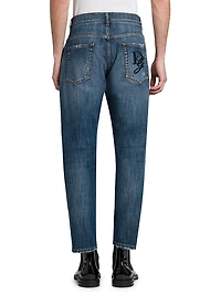 Logo-Embroidered Cropped Jeans