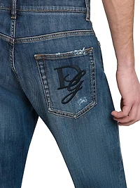 Logo-Embroidered Cropped Jeans