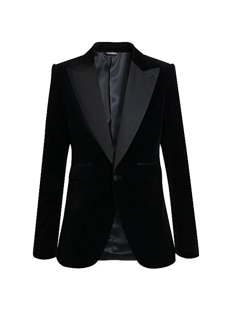 Satin-Lapel Velvet Jacket