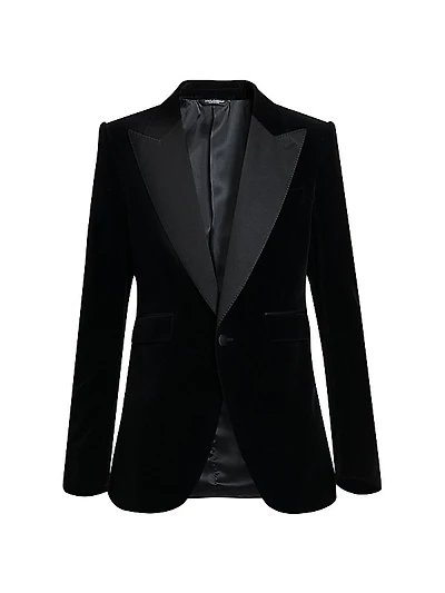 Satin-Lapel Velvet Jacket