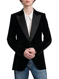 Satin-Lapel Velvet Jacket