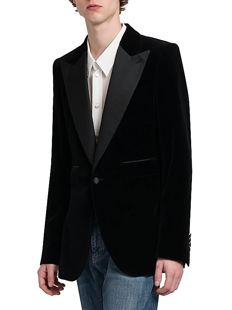 Satin-Lapel Velvet Jacket