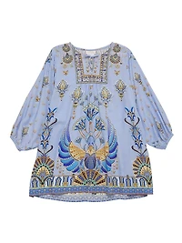 Little Girl's & Girl's Printed Blouson Shift Dress