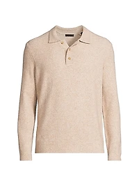 Long-Sleeve Knit Polo Top