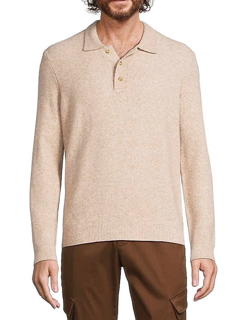 Long-Sleeve Knit Polo Top