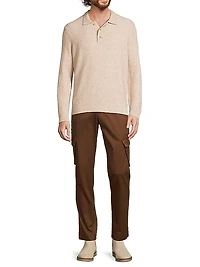 Long-Sleeve Knit Polo Top