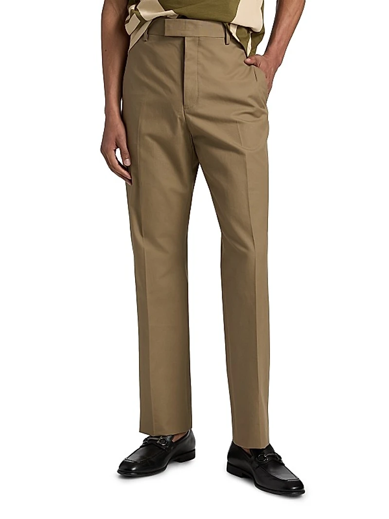 Cotton Canvas Straight-Leg Trousers