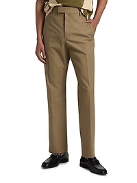 Cotton Canvas Straight-Leg Trousers
