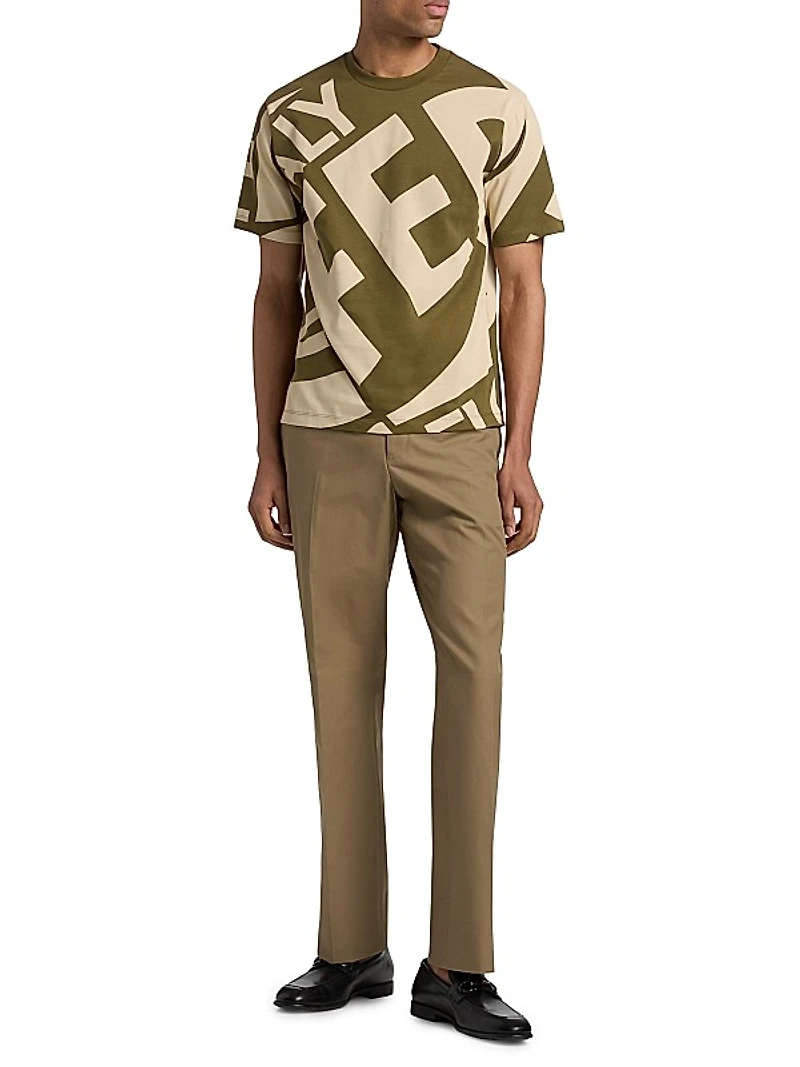 Cotton Canvas Straight-Leg Trousers
