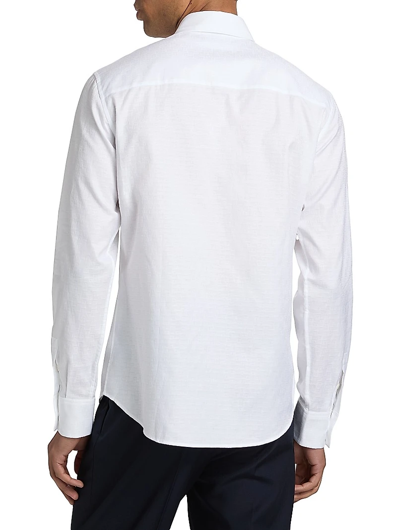 Monogram Cotton Button-Down Oxford Shirt