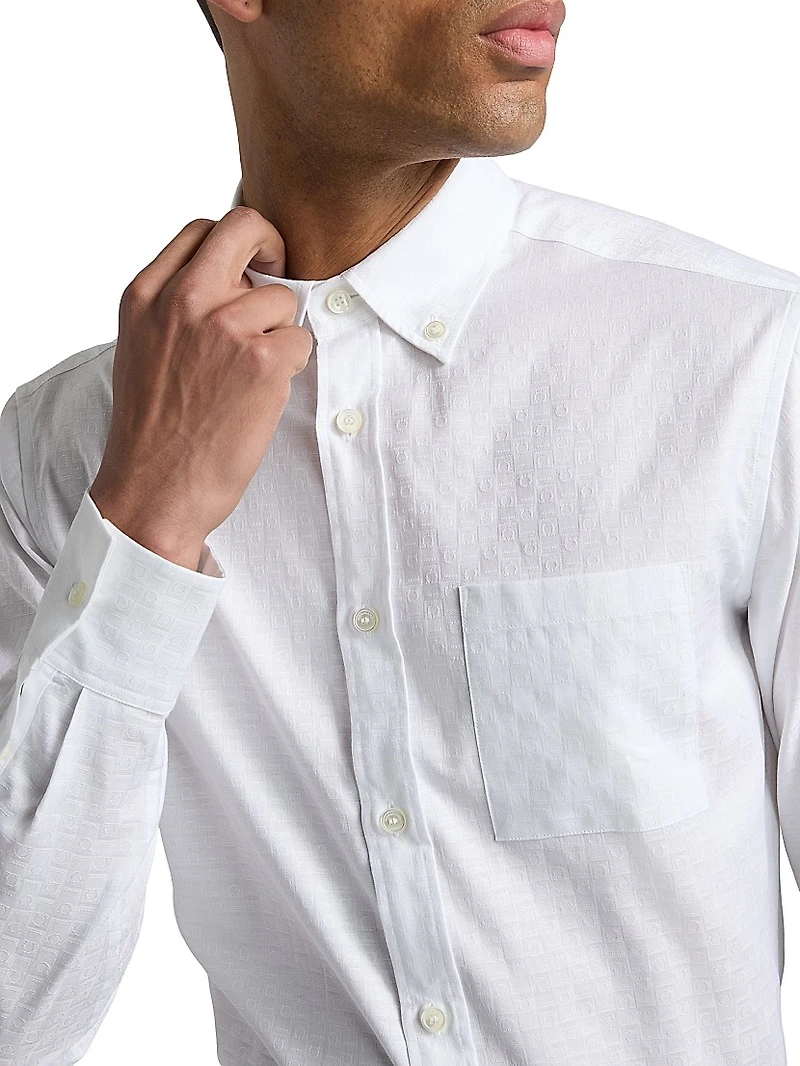 Monogram Cotton Button-Down Oxford Shirt