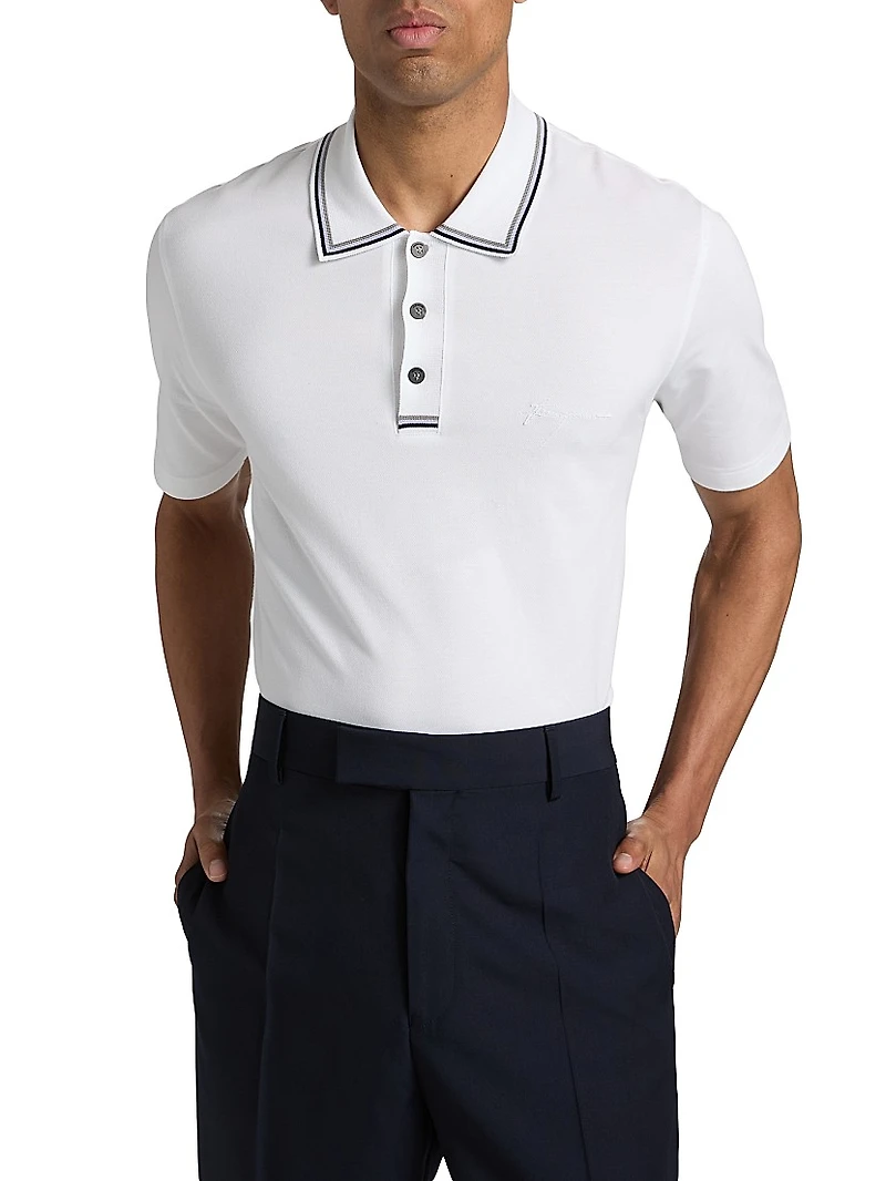 Piqué Jersey Knit Polo Shirt