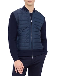 Quilted Merino Wool Zip-Up Sweater