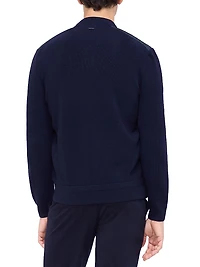 Quilted Merino Wool Zip-Up Sweater