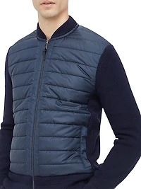 Quilted Merino Wool Zip-Up Sweater