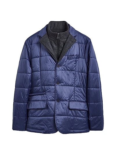 Quilted Stand-Collar Blazer
