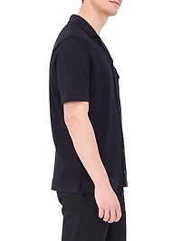 Rib-Knit Cotton-Silk Button-Front Sweater