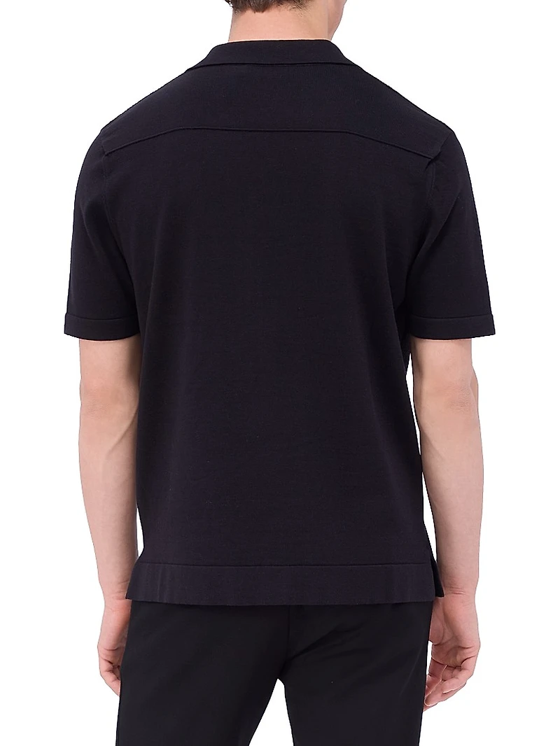 Rib-Knit Cotton-Silk Button-Front Sweater