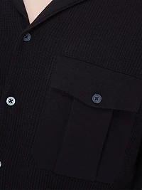 Rib-Knit Cotton-Silk Button-Front Sweater