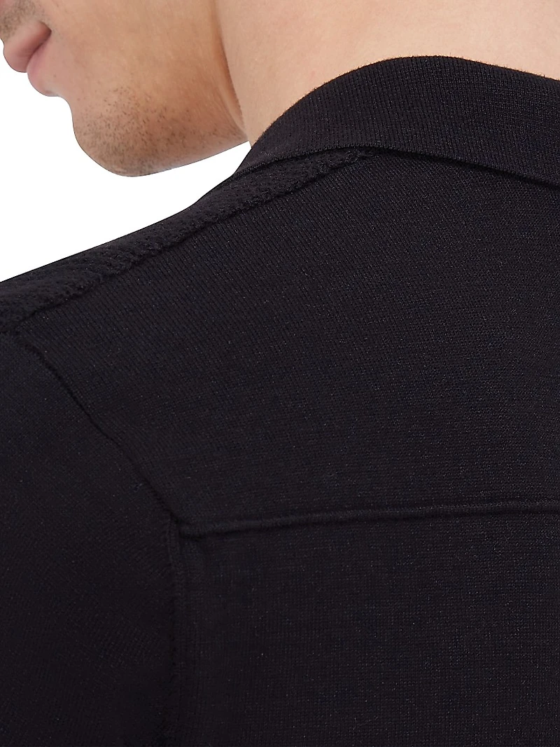 Rib-Knit Cotton-Silk Button-Front Sweater