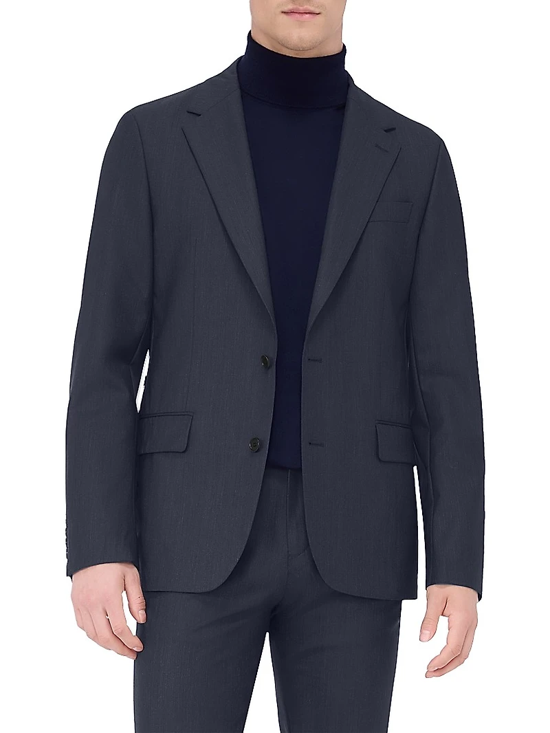 Stretch-Wool Single-Breasted Blazer