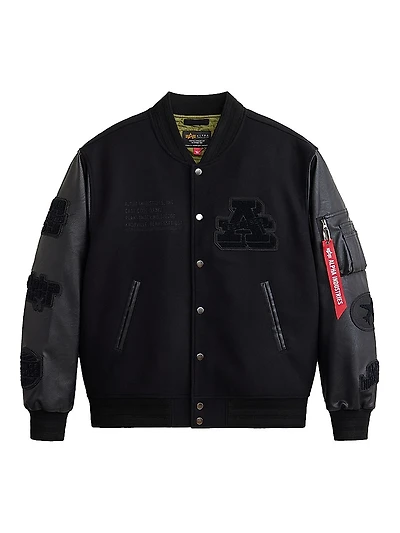 MA-1 Leather Sleeve Varsity Jacket