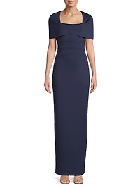 Eve Bernice Cape-Sleeve Gown