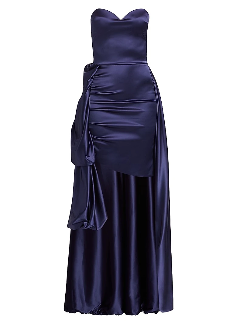 Docces Satin Strapless High-Low Gown