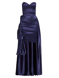 Docces Satin Strapless High-Low Gown