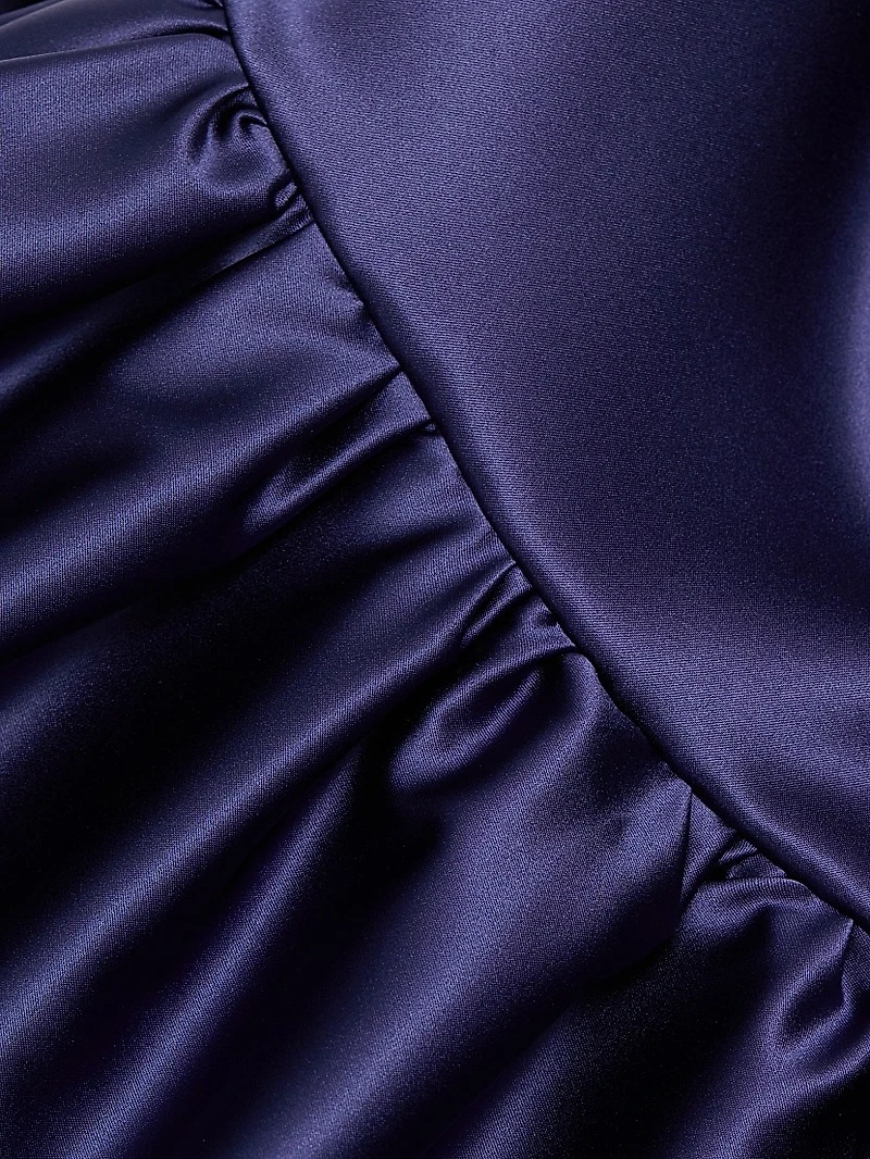 Docces Satin Strapless High-Low Gown