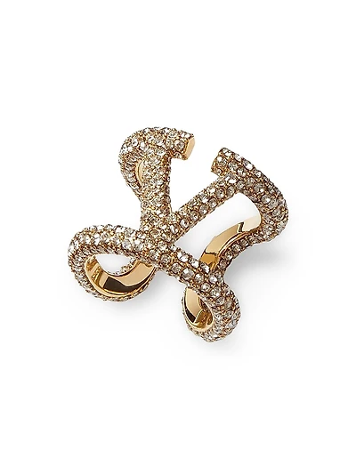 VLogo Signature Ring in Metal and Swarovski Crystals