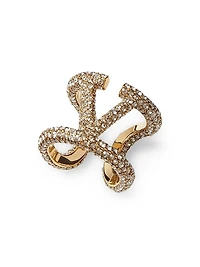 VLogo Signature Ring in Metal and Swarovski Crystals