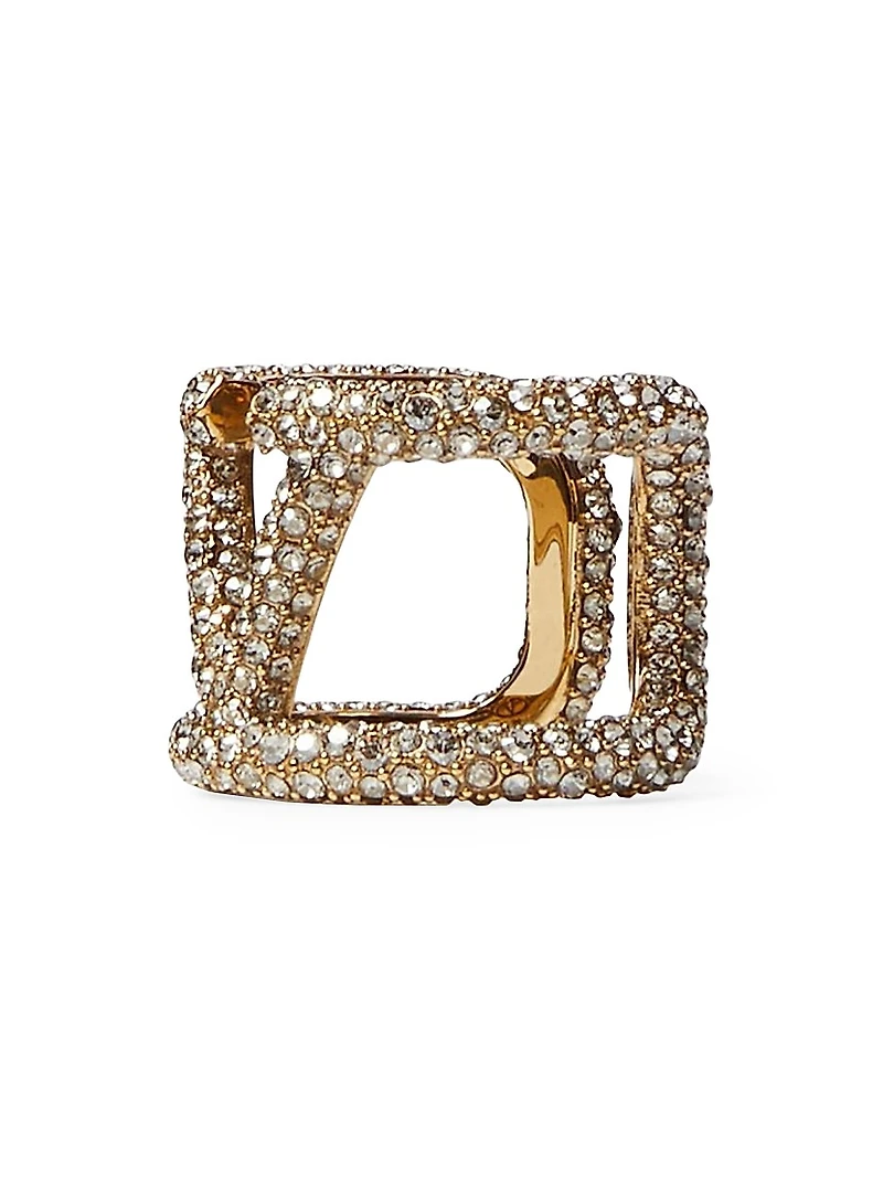 VLogo Signature Ring in Metal and Swarovski Crystals