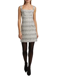 Hallie Metallic Tweed Sleeveless Minidress