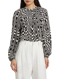 Elia Check Long-Sleeve Blouse