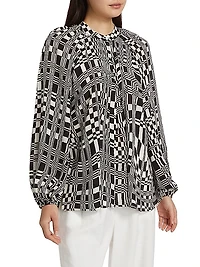 Elia Check Long-Sleeve Blouse