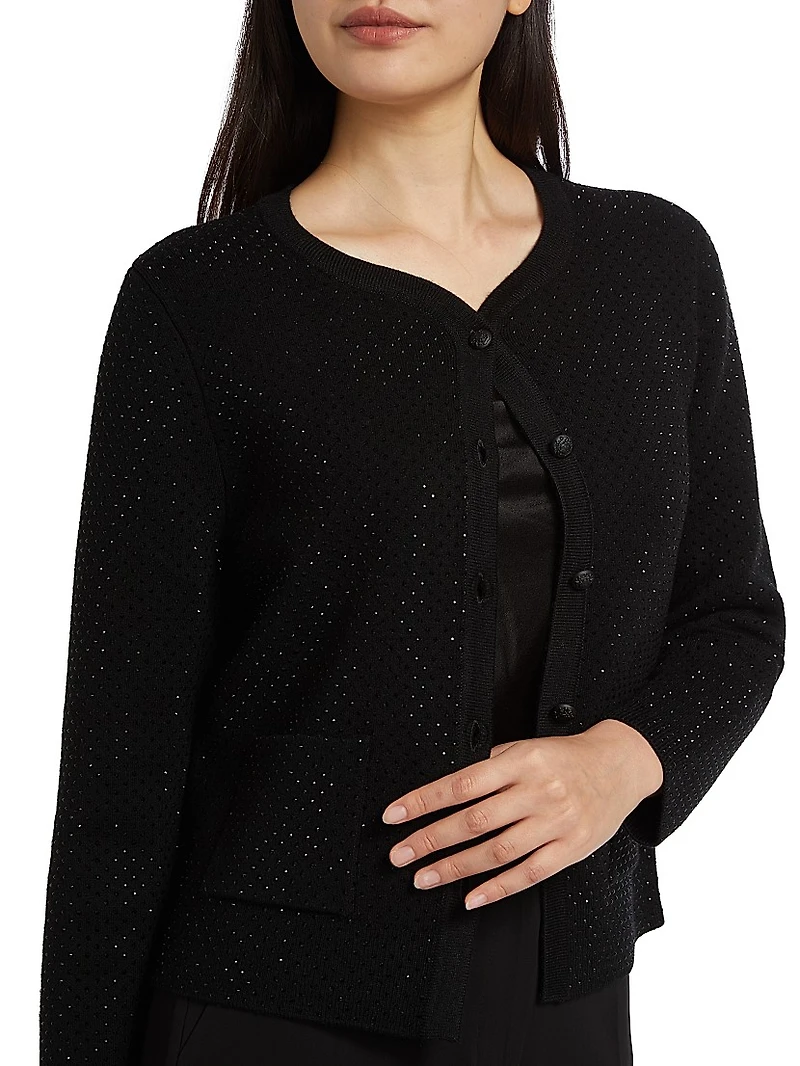 Lois Crystal-Embellished Wool-Blend Cardigan