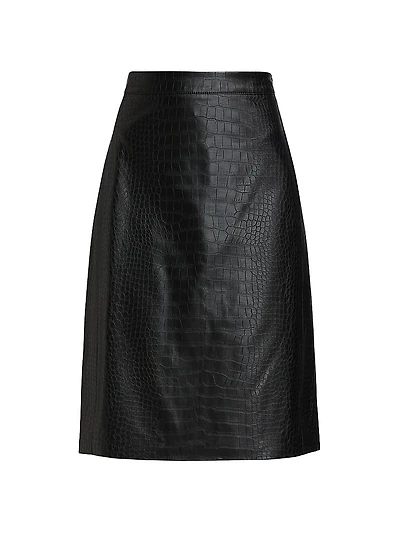 Canary Croc-Embossed Midi-Skirt
