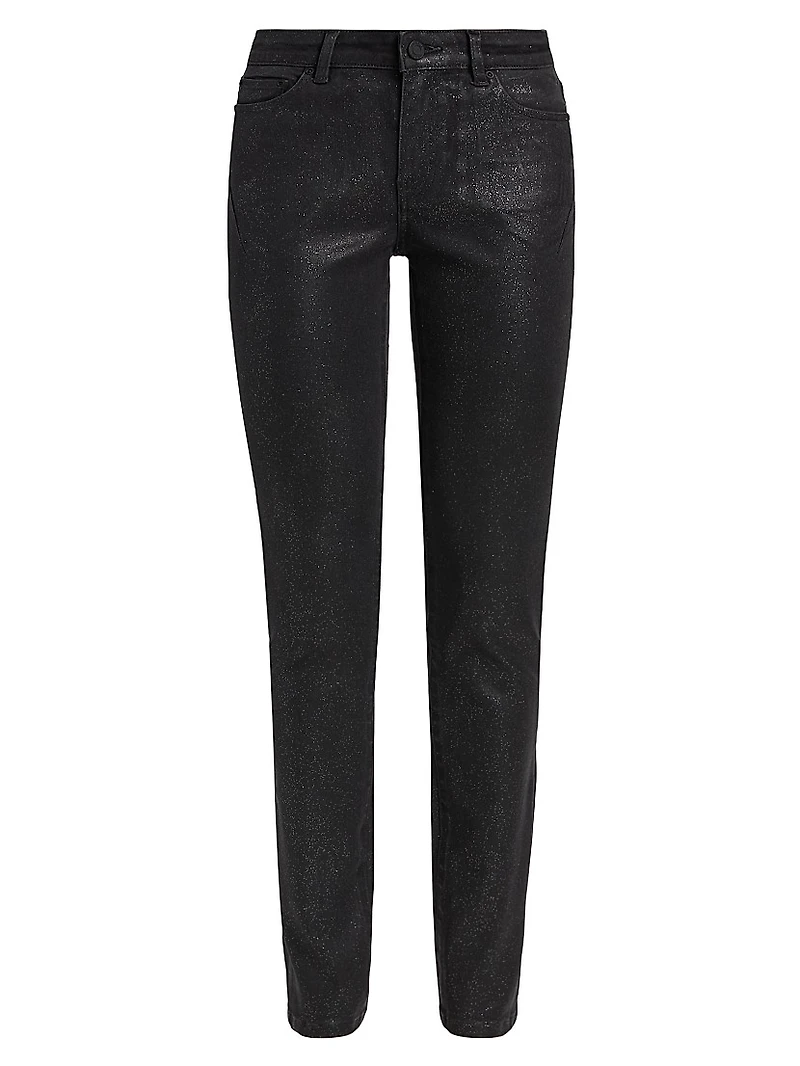 Glitter Mid-Rise Skinny Jeans
