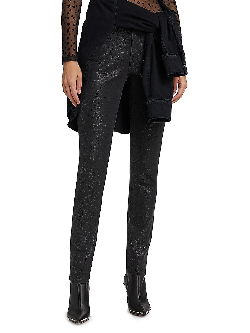 Glitter Mid-Rise Skinny Jeans