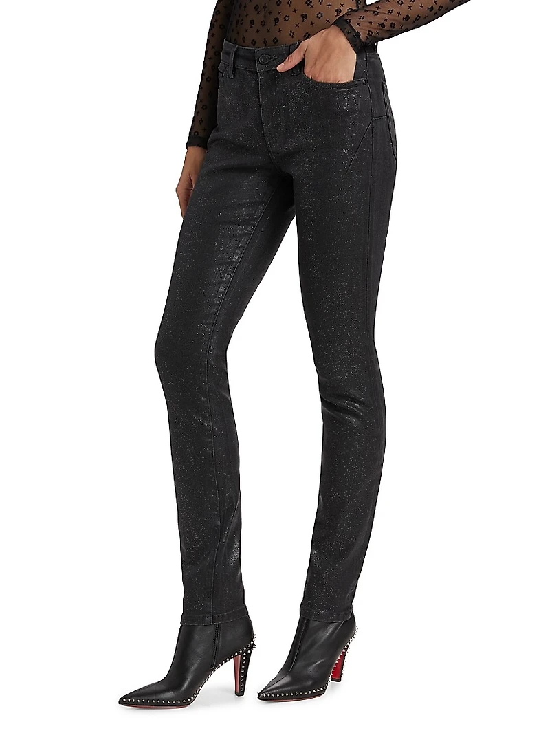 Glitter Mid-Rise Skinny Jeans