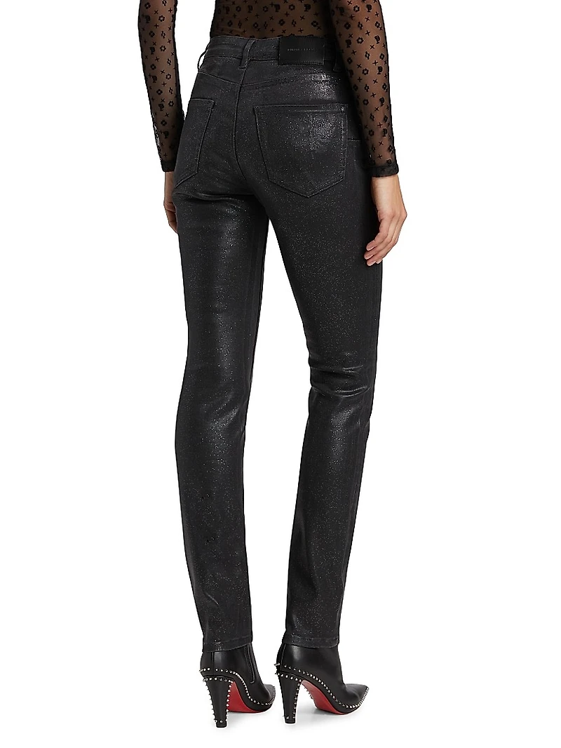 Glitter Mid-Rise Skinny Jeans