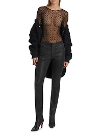 Glitter Mid-Rise Skinny Jeans