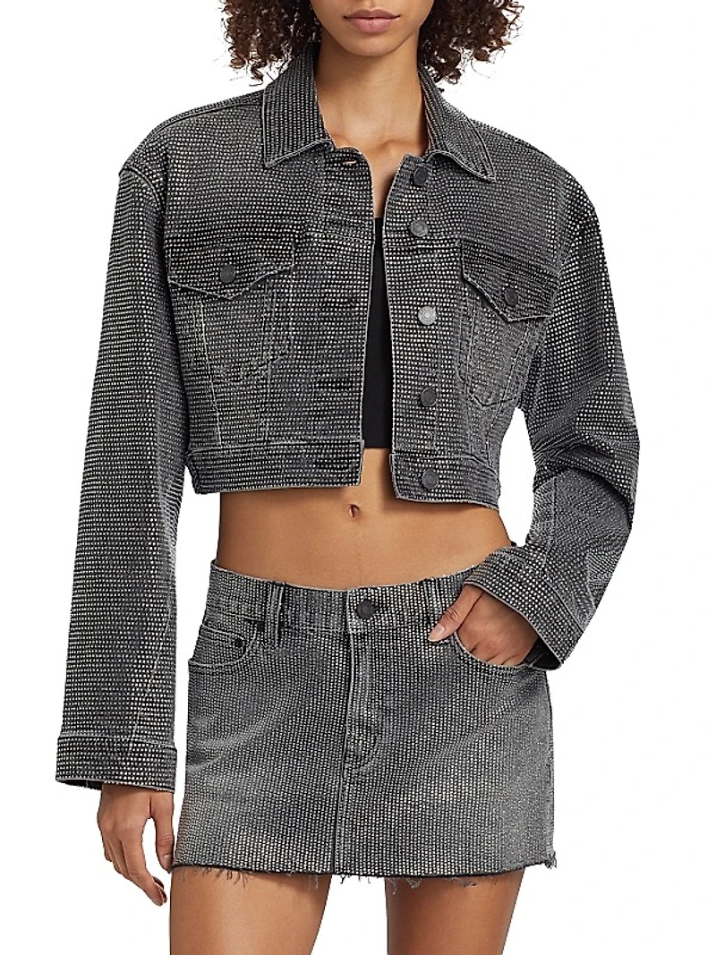 Embellished Denim Crop Jacket
