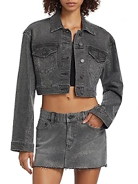Embellished Denim Crop Jacket