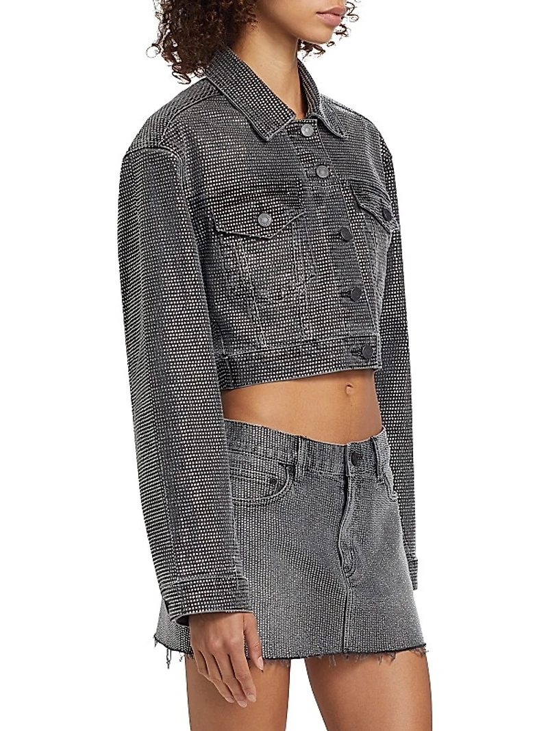 Embellished Denim Crop Jacket