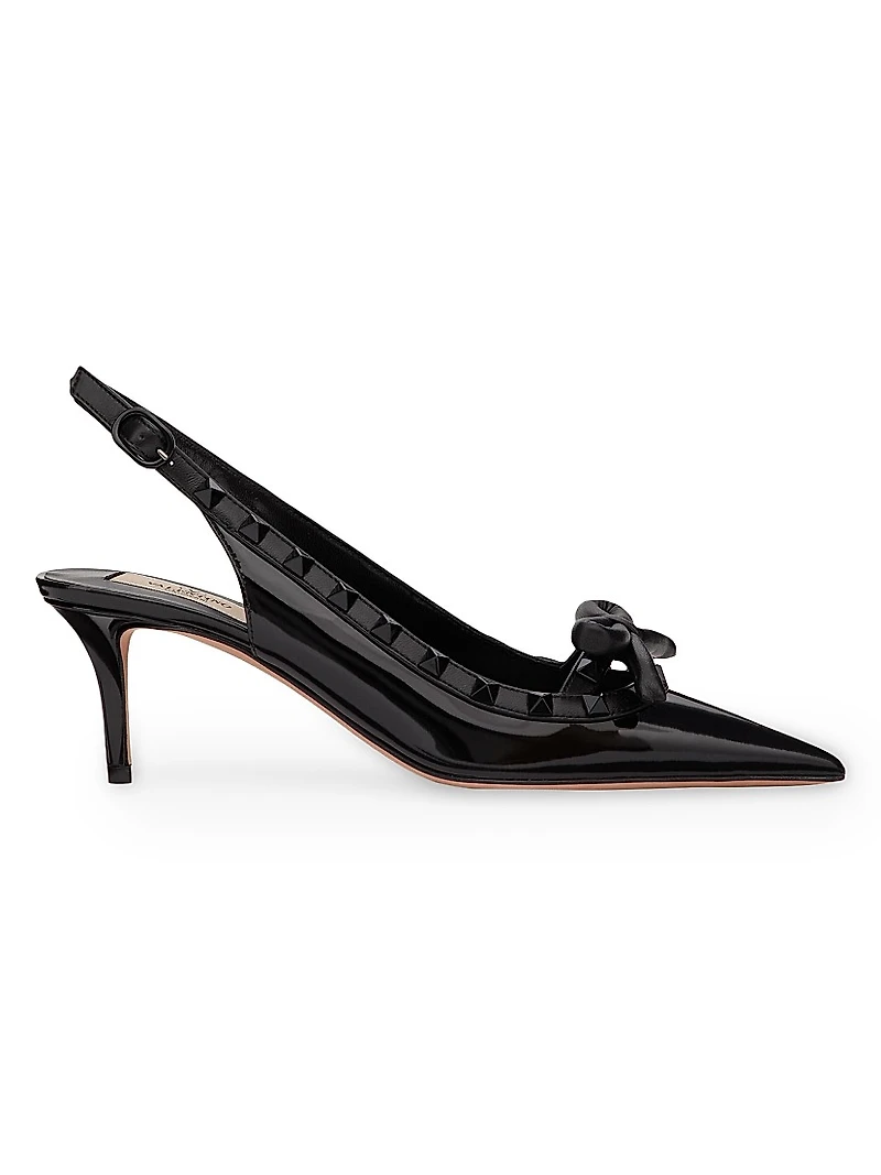 Rockstud Bow Slingback Pumps in Patent Leather 60MM