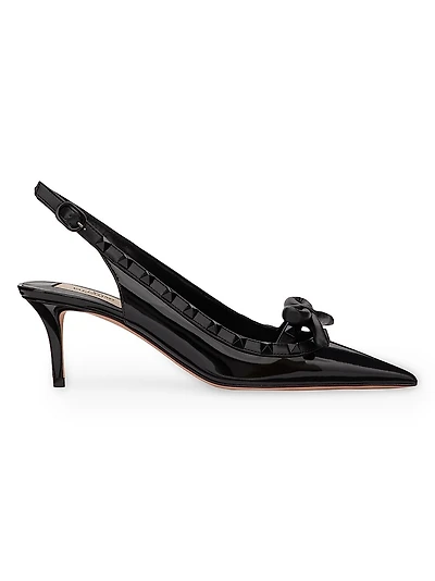 Rockstud Bow Slingback Pumps in Patent Leather 60MM