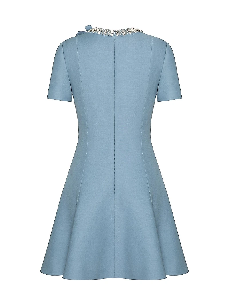 Embroidered Crepe Couture Short Dress